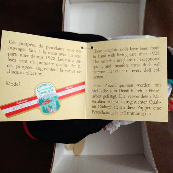Vntg Original SCHNEIDER Handmade Porcelain Doll Innsbruck Tirol Austria 10 in - Picture 2 of 10